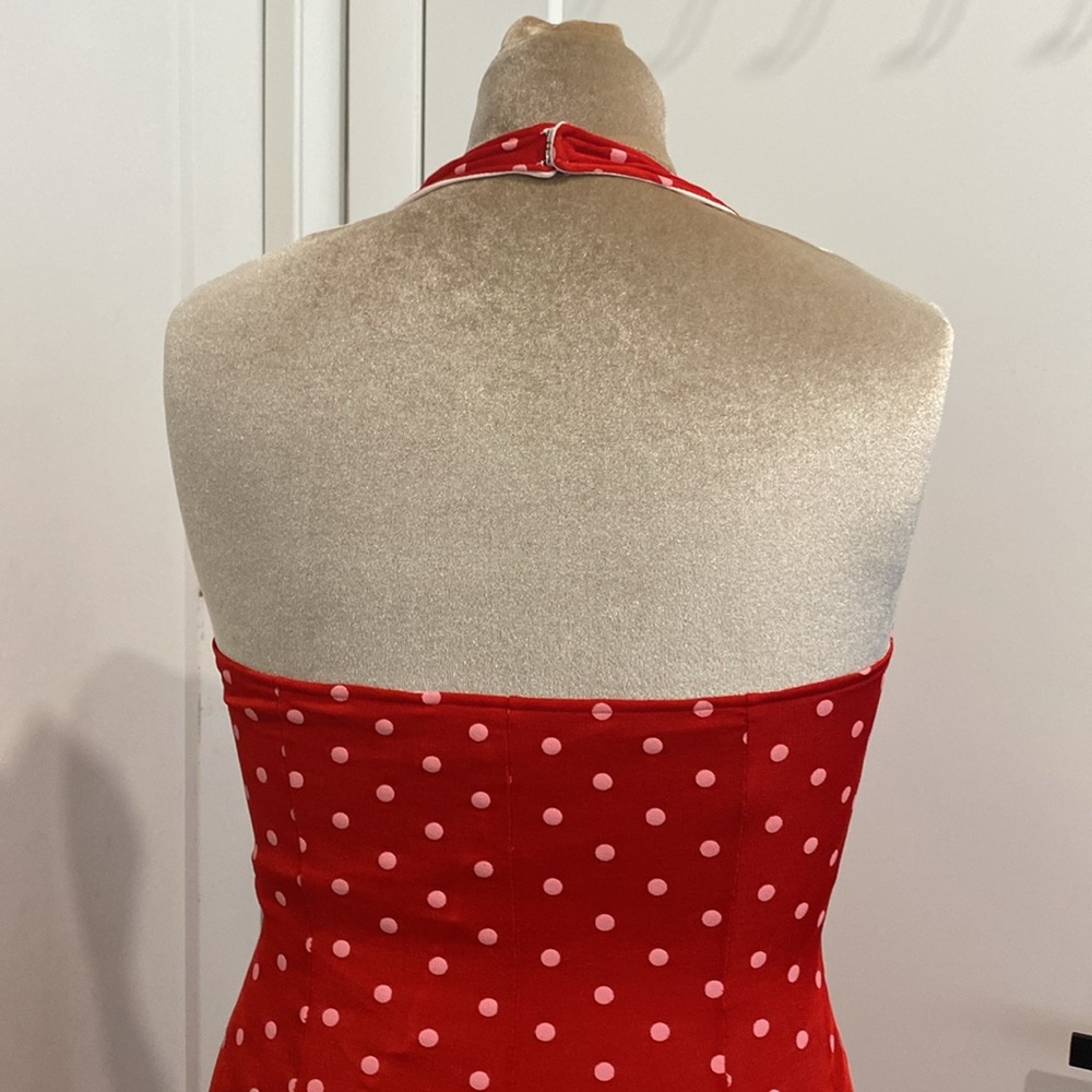ALEXIA ADMOR Red and White Polka Dot Halter Dress |Size Medium - Picture 7 of 12